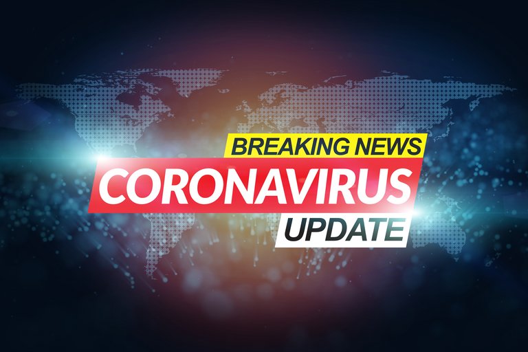 TV-Bildschirm mit Newszeile Coronavirus update