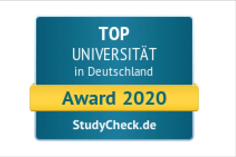 Tafel, auf der TOP Universität in Deutschand 2020 steht 